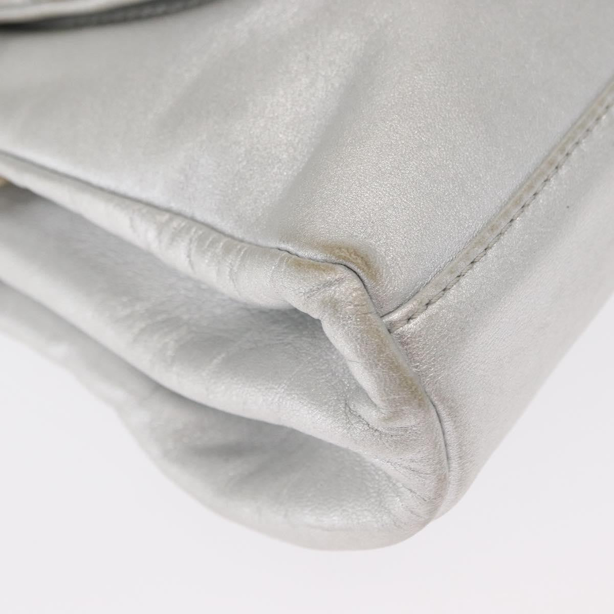 Chanel Mademoiselle Lock Accordion Flap Bag Quilted Lambskin, SILVER, LEATHER, Shoulder bag