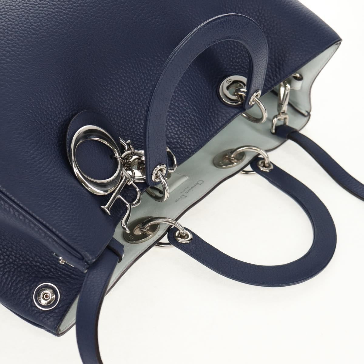 Christian Dior Diorissimo Tote Pebbled Leather, NAVY, LEATHER, Tote bag