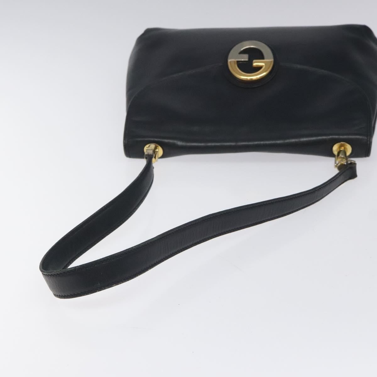 Gucci Vintage Shoulder Bag Leather, NAVY, LEATHER, Shoulder bag