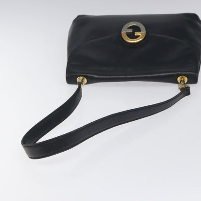 Gucci Vintage Shoulder Bag Leather, NAVY, LEATHER, Shoulder bag