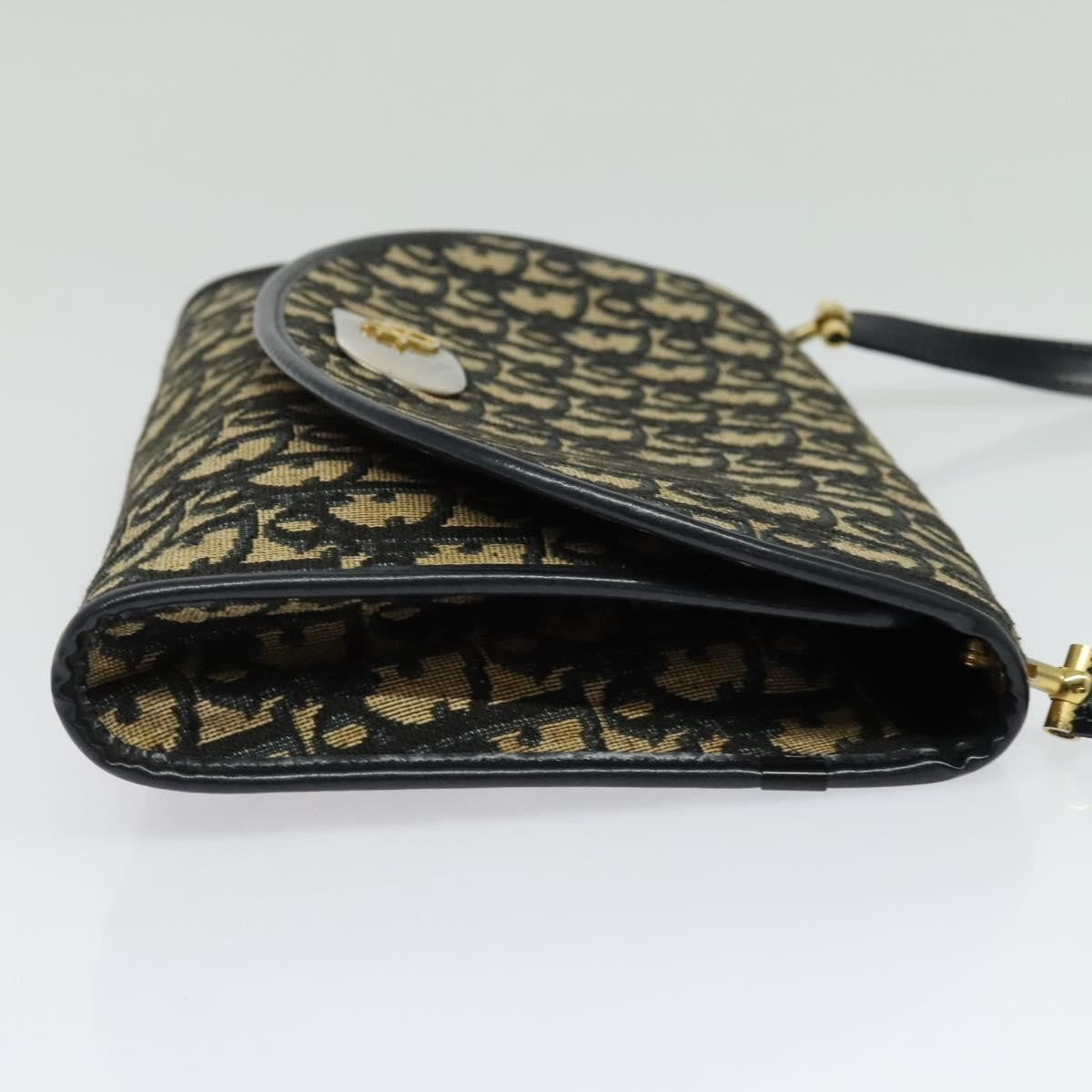 Christian Dior Vintage Trotter Flap Shoulder Bag Diorissimo Canvas, NAVY, CANVAS, Shoulder bag