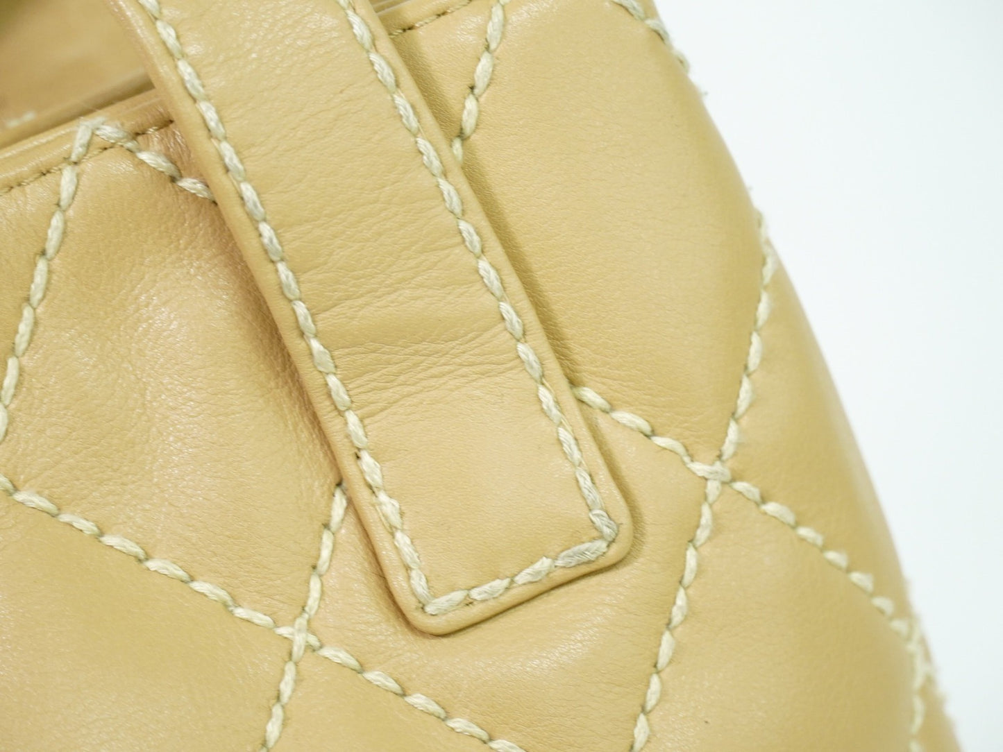 Chanel Surpique Tote Quilted Leather, BEIGE, LEATHER, Tote bag