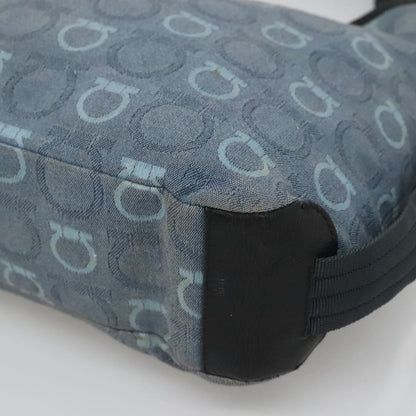 Salvatore Ferragamo Gancini Shoulder Bag Canvas, BLUE, CANVAS, Shoulder bag