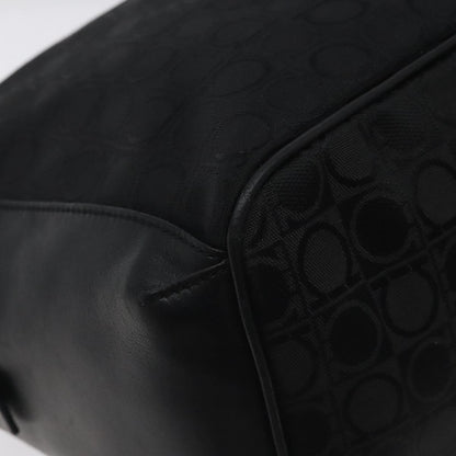 Salvatore Ferragamo Gancini Shoulder Bag Canvas, BLACK, CANVAS, Shoulder bag