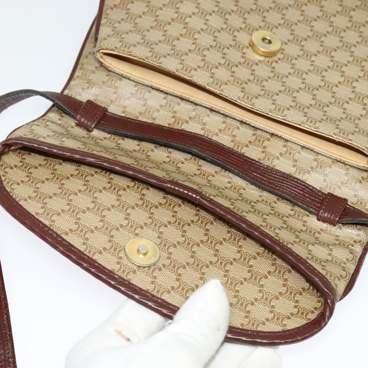 Celine Macadam Shoulder Bag PVC Leather, BEIGE, CANVAS, Shoulder bag