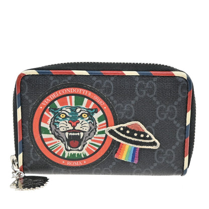 Gucci Night Courrier Bifold Wallet GG Coated Canvas with Applique, BLACK, CANVAS, Wallets