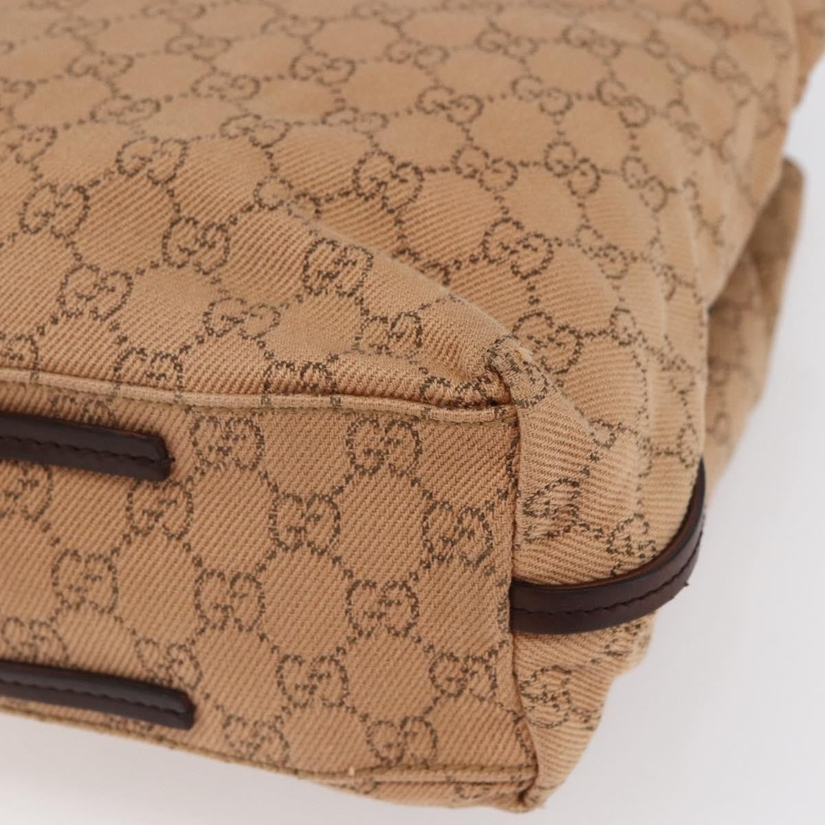 Gucci Vintage Open Shoulder Bag (Outlet) GG Canvas with Leather, BEIGE, CANVAS, Shoulder bag