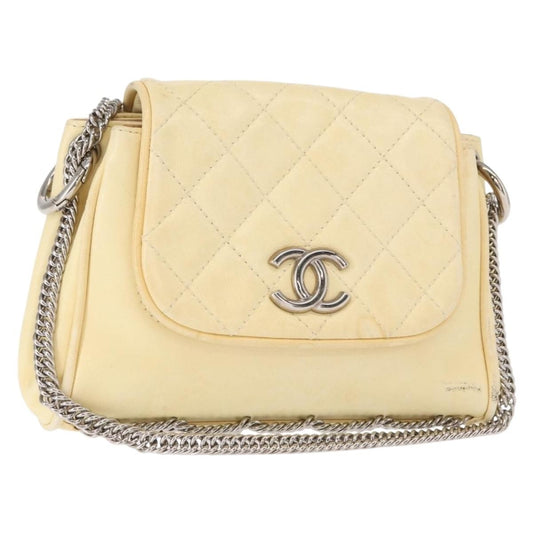 Chanel Matelasse Chain Shoulder Bag Leather, IVORY, LEATHER, Shoulder bag