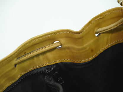 Celine Triomphe Drawstring Bucket Bag Leather, BLACK, LEATHER, Shoulder bag