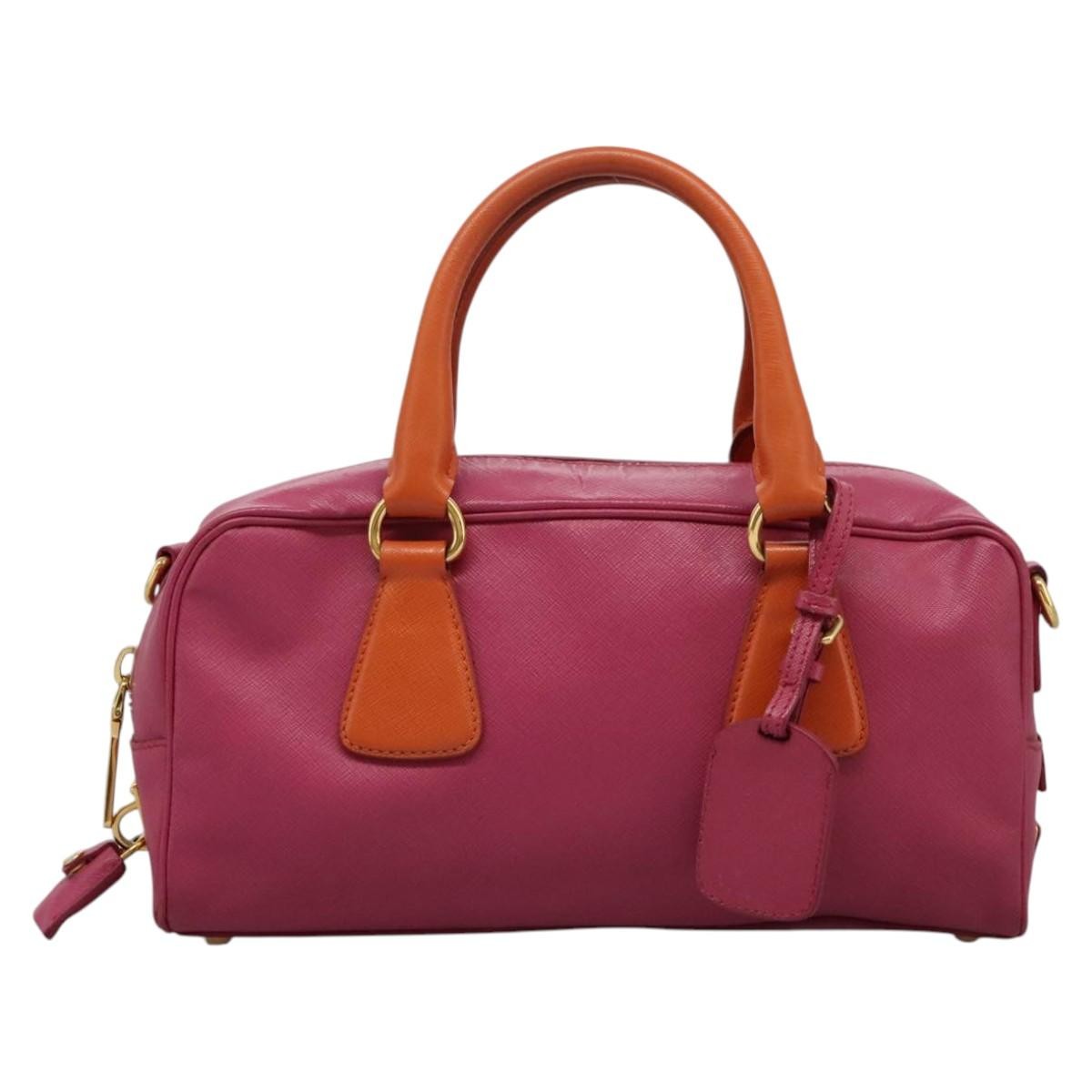 Prada Vintage Bauletto Bag Leather, PINK, LEATHER, Handbag