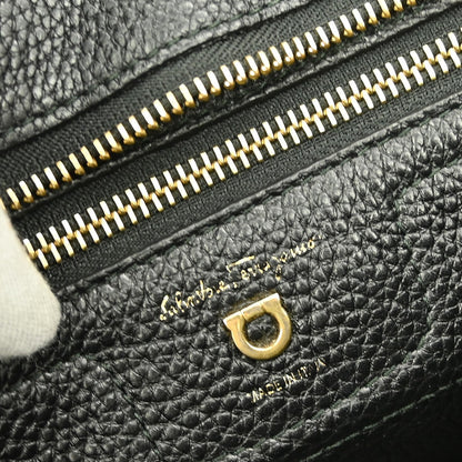 Salvatore Ferragamo Amy Tote Pebbled Leather, BLACK, LEATHER, Tote bag