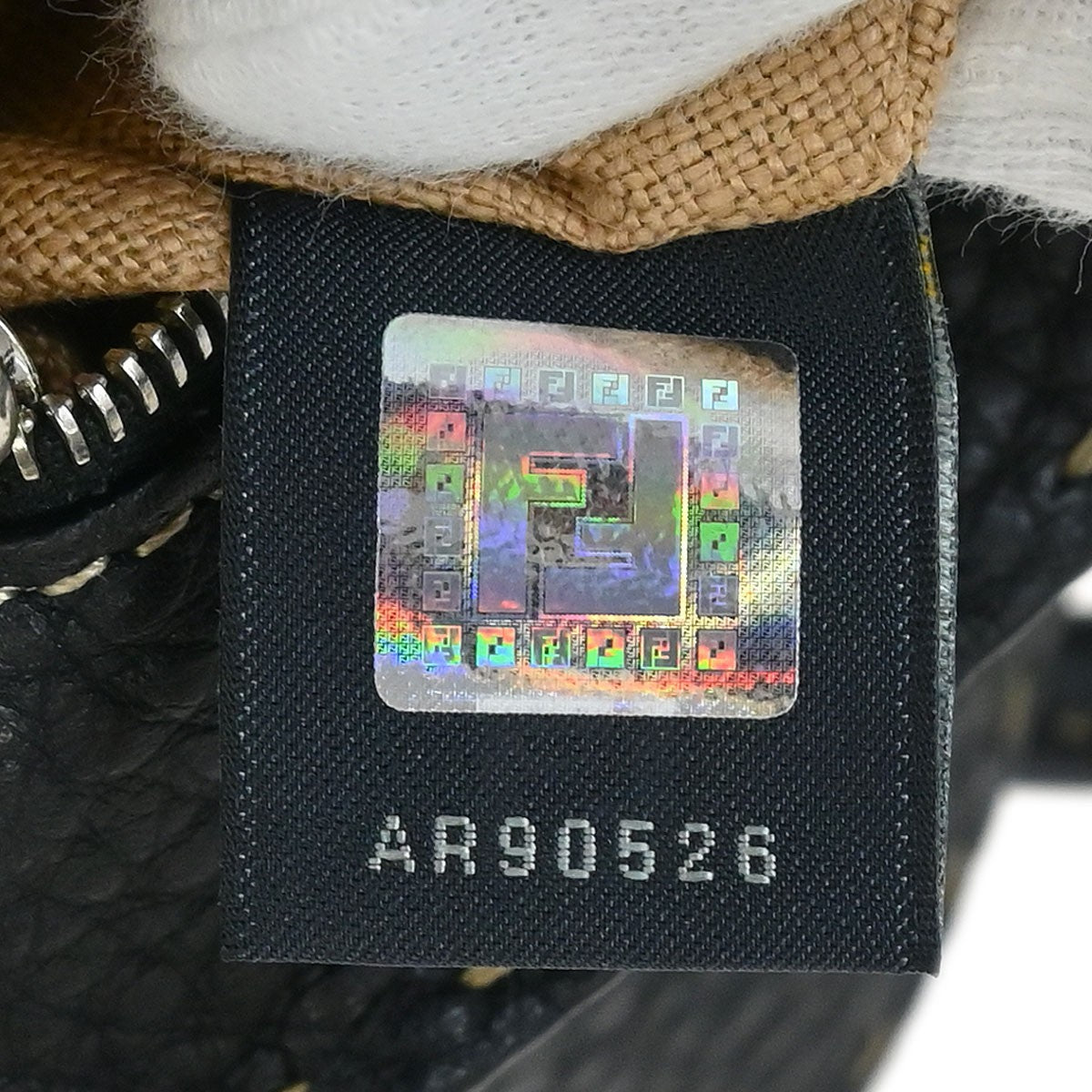 Fendi Selleria Linda Satchel Pebbled Leather, BLACK, LEATHER, Handbag