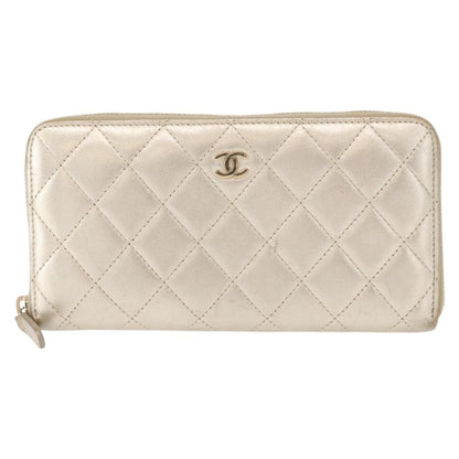 Chanel Zip Around Organizer Wallet Quilted Lambskin, GOLD, LEATHER, Wallets