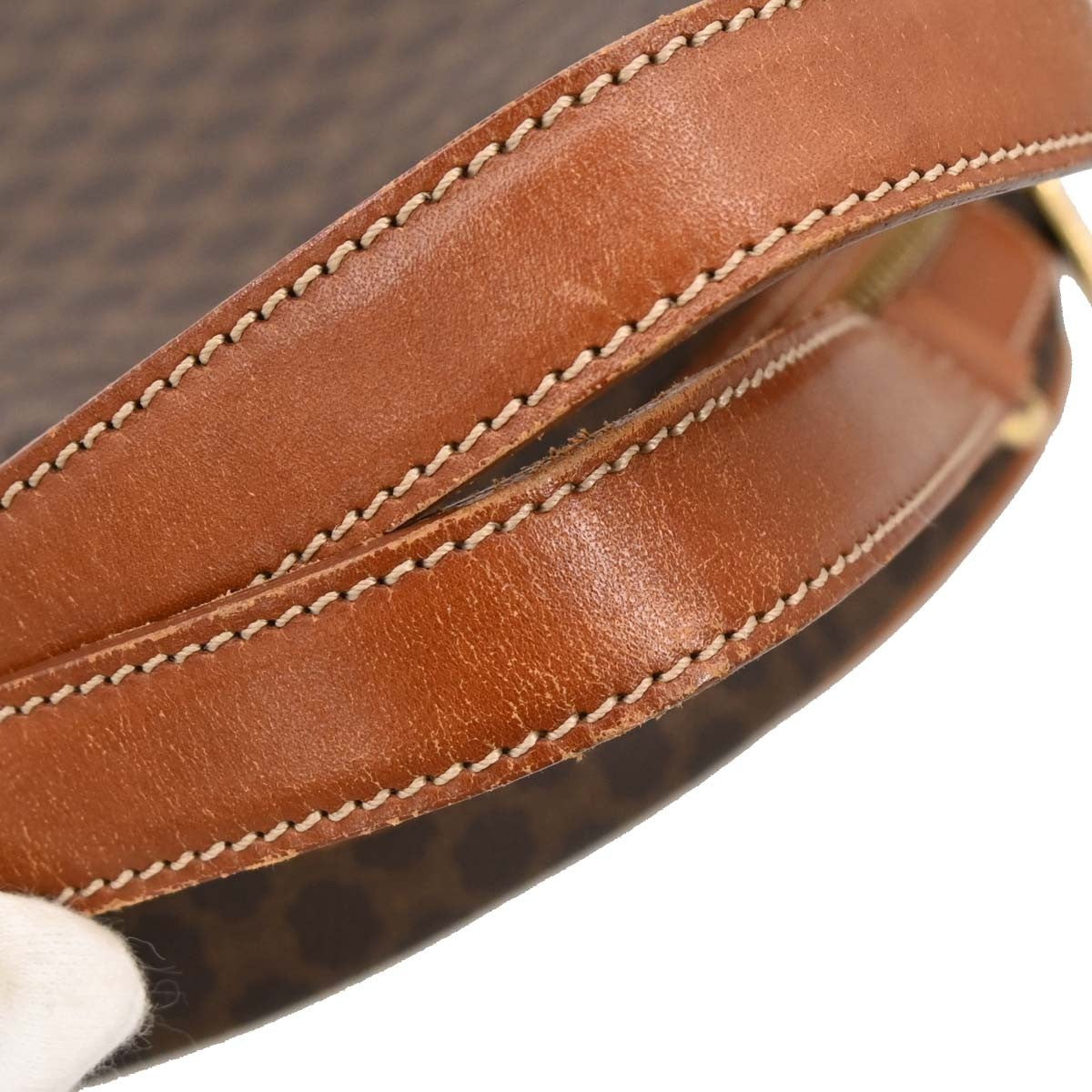 Celine Vintage Macadam Handbag Canvas, BROWN, PVC, Handbag