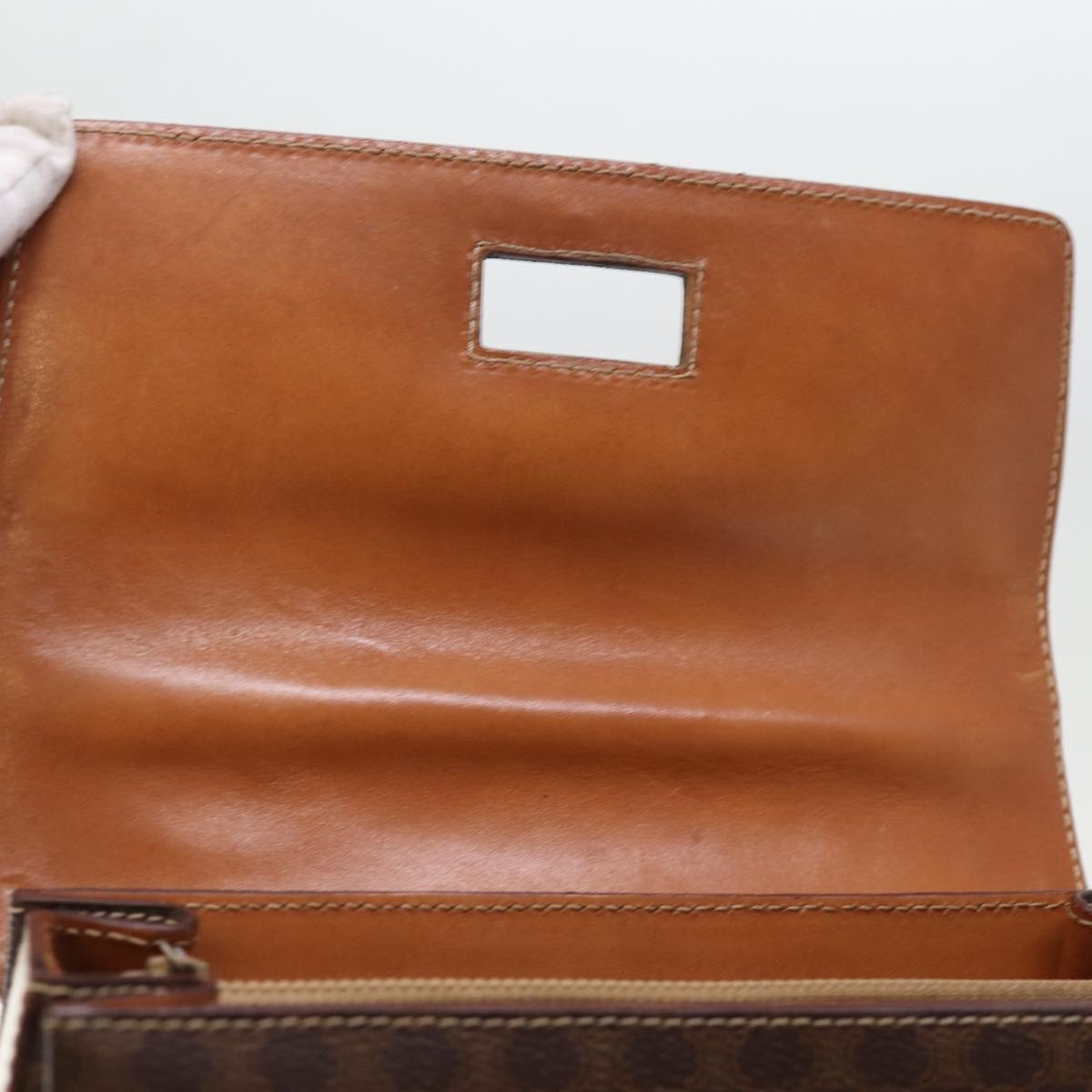 Celine Vintage Convertible Top Handle Bag Macadam Coated Canvas, BROWN, CANVAS, Handbag