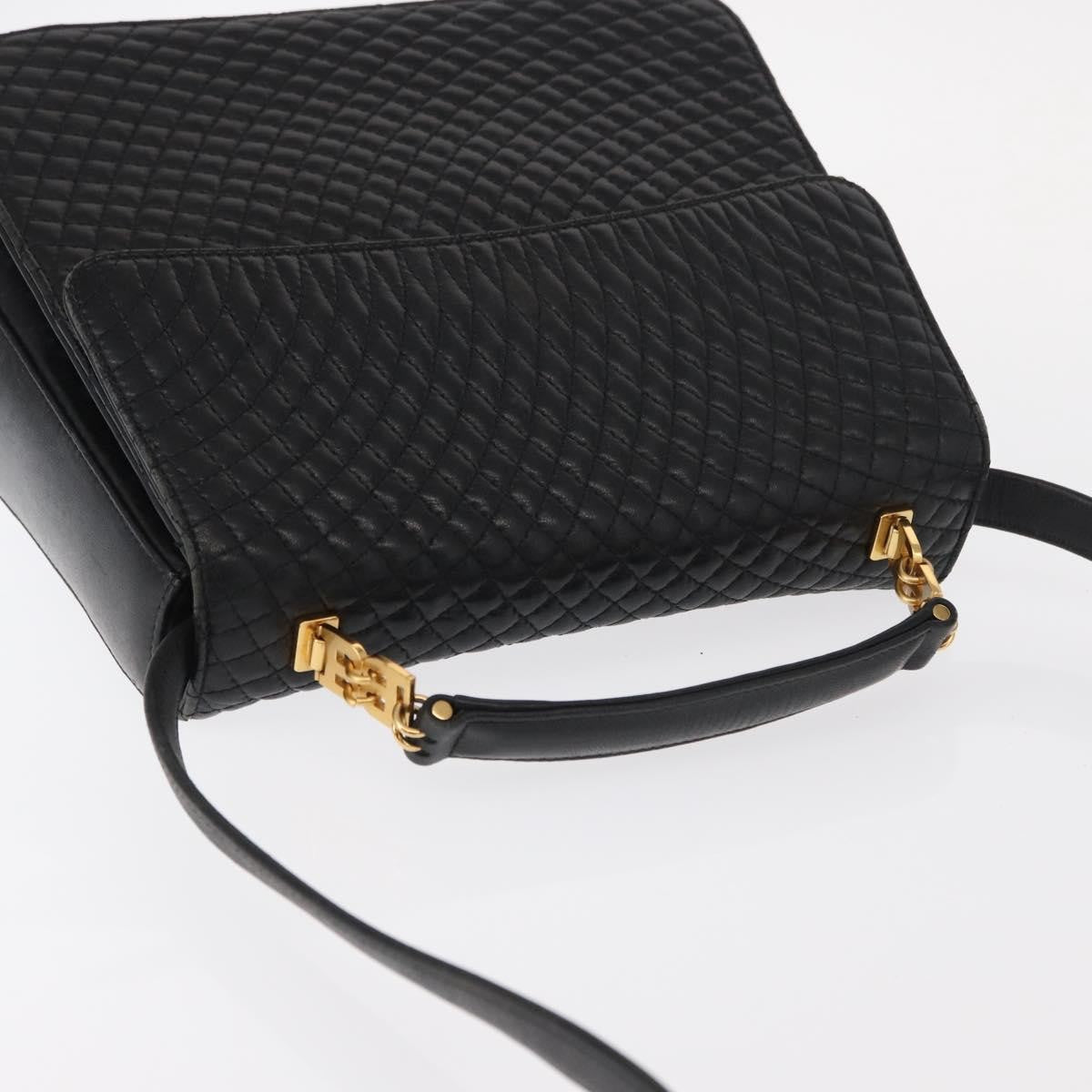 Bally Vintage Handbag Quilted Leather, BLACK, LEATHER, Handbag