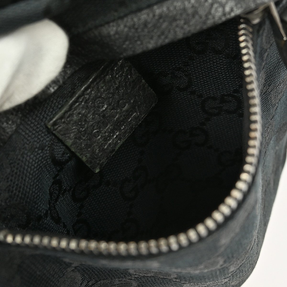 Gucci Vintage Double Belt Bag GG Canvas with Leather, BLACK, CANVAS, Clutche & pouche