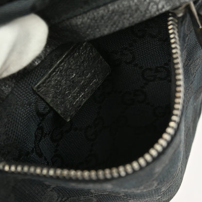 Gucci Vintage Double Belt Bag GG Canvas with Leather, BLACK, CANVAS, Clutche & pouche