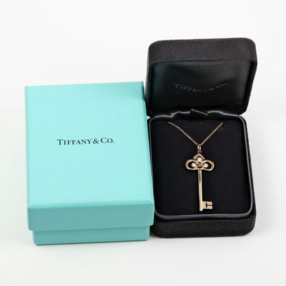 Tiffany & Co. Fleur de Lis Key Pendant Necklace 18K Pink gold and Diamonds, GOLD, PINK_GOLD, Necklace