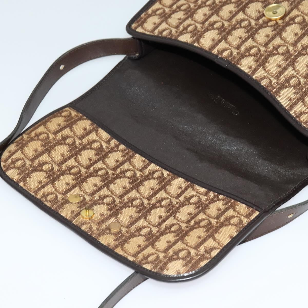 Christian Dior Vintage Trotter Flap Shoulder Bag Canvas, BROWN, CANVAS, Shoulder bag