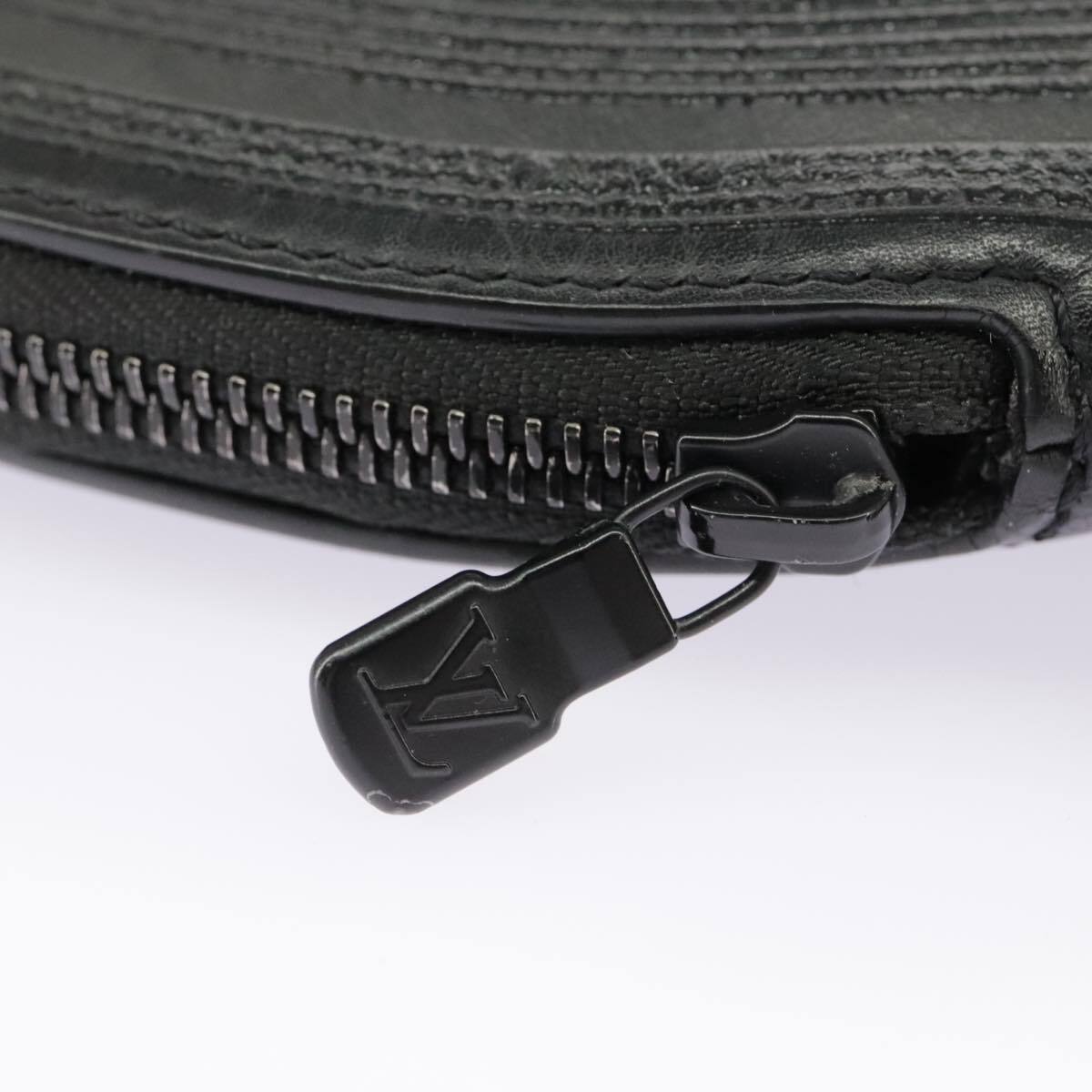 Louis Vuitton Disk pouch Leather, BLACK, LEATHER, Clutche & pouche