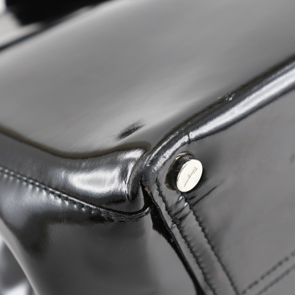 Salvatore Ferragamo Convertible Vara Bow Tote Patent Leather, BLACK, PATENT_LEATHER, Handbag