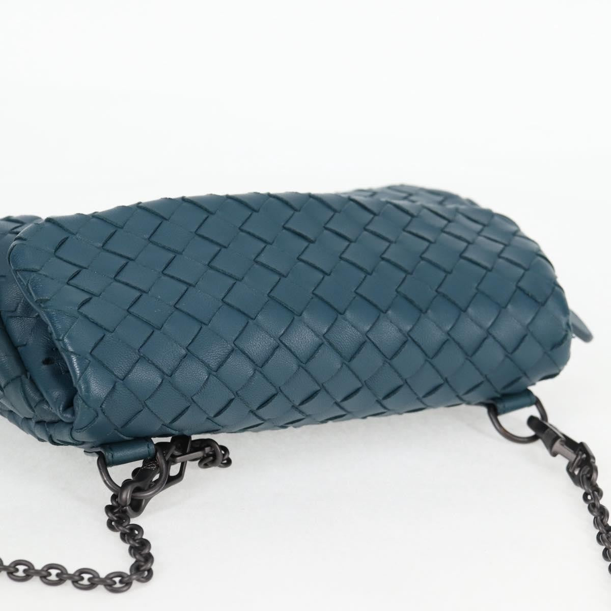Bottega Veneta Expandable Chain Crossbody Bag Intrecciato Nappa, BLUE, LEATHER, Crossbody bag
