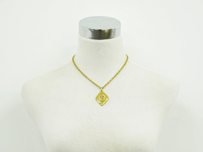 Chanel Vintage CC Pendent Necklace Plated Metal, GOLD, GOLD_PLATED, Necklace