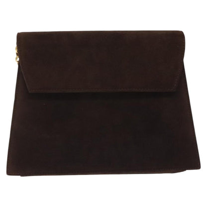 Salvatore Ferragamo Vintage Flap Chain Shoulder Bag Leather, BROWN, SUEDE, Shoulder bag