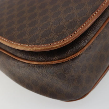 Celine Vintage Macadam Shoulder Bag Canvas and Leather, Brown, Canvas, Shoulder Bag