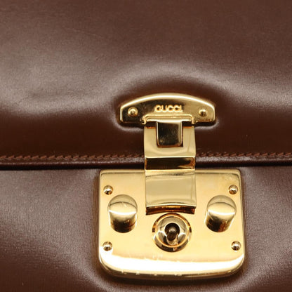 Gucci Vintage Lady Lock Top Handle Bag Leather, BROWN, LEATHER, Handbag