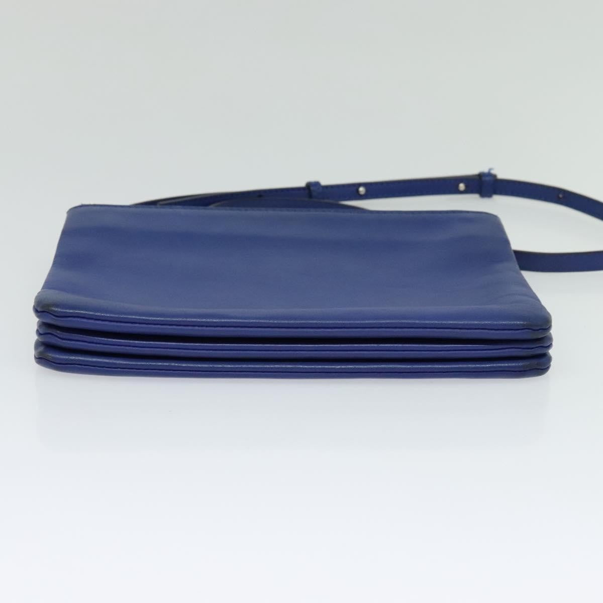 Celine Trio Crossbody Bag Leather, BLUE, LEATHER, Shoulder bag
