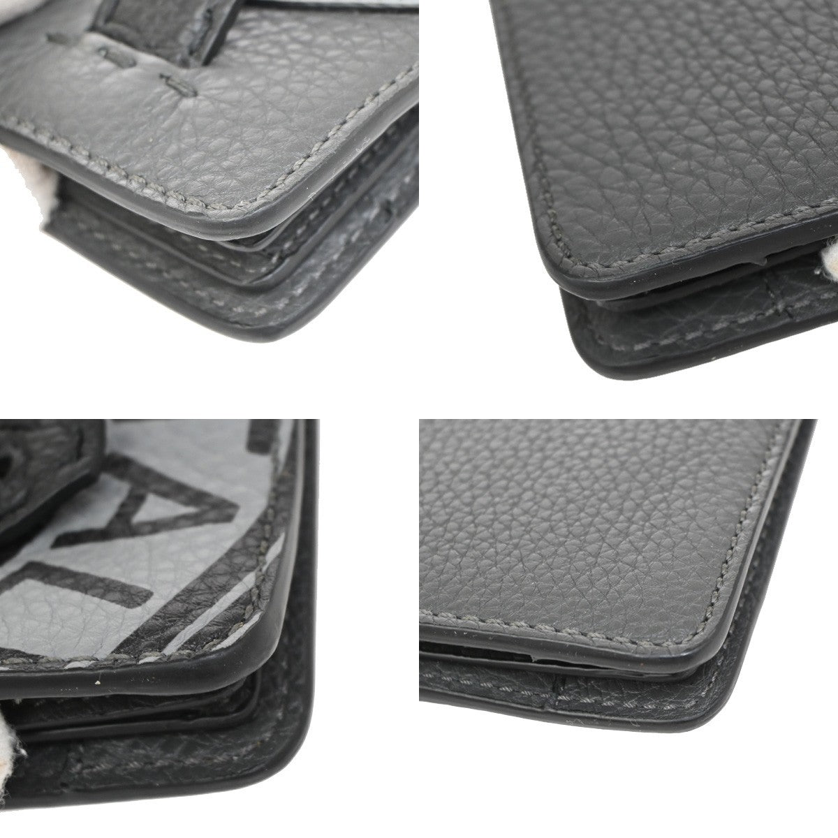 Fendi logo zip pouch FF Printed Leathear, GRAY, LEATHER, Clutche & pouche