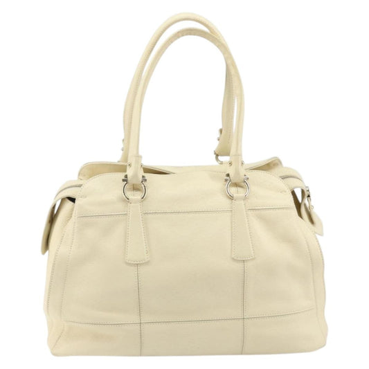 Salvatore Ferragamo Gancini Shoulder Bag Leather, BEIGE, LEATHER, Shoulder bag