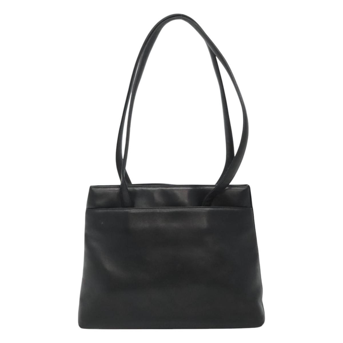 Chanel Vintage Shoulder Bag Leather, BLACK, LEATHER, Shoulder bag