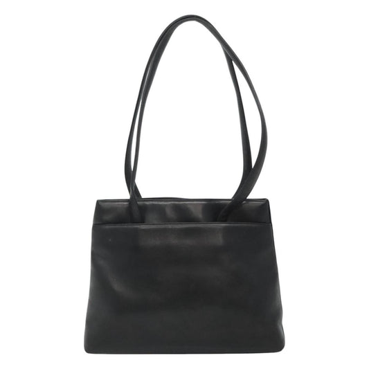 Chanel Vintage Shoulder Bag Leather, BLACK, LEATHER, Shoulder bag