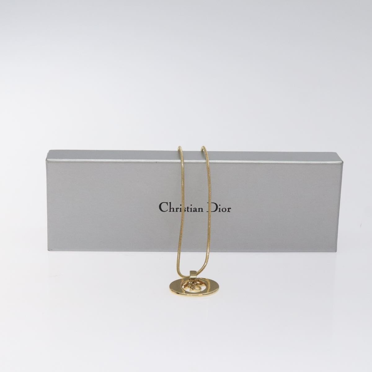 Christian Dior Round Logo Pendant Necklace Metal, GOLD, METAL, Necklace