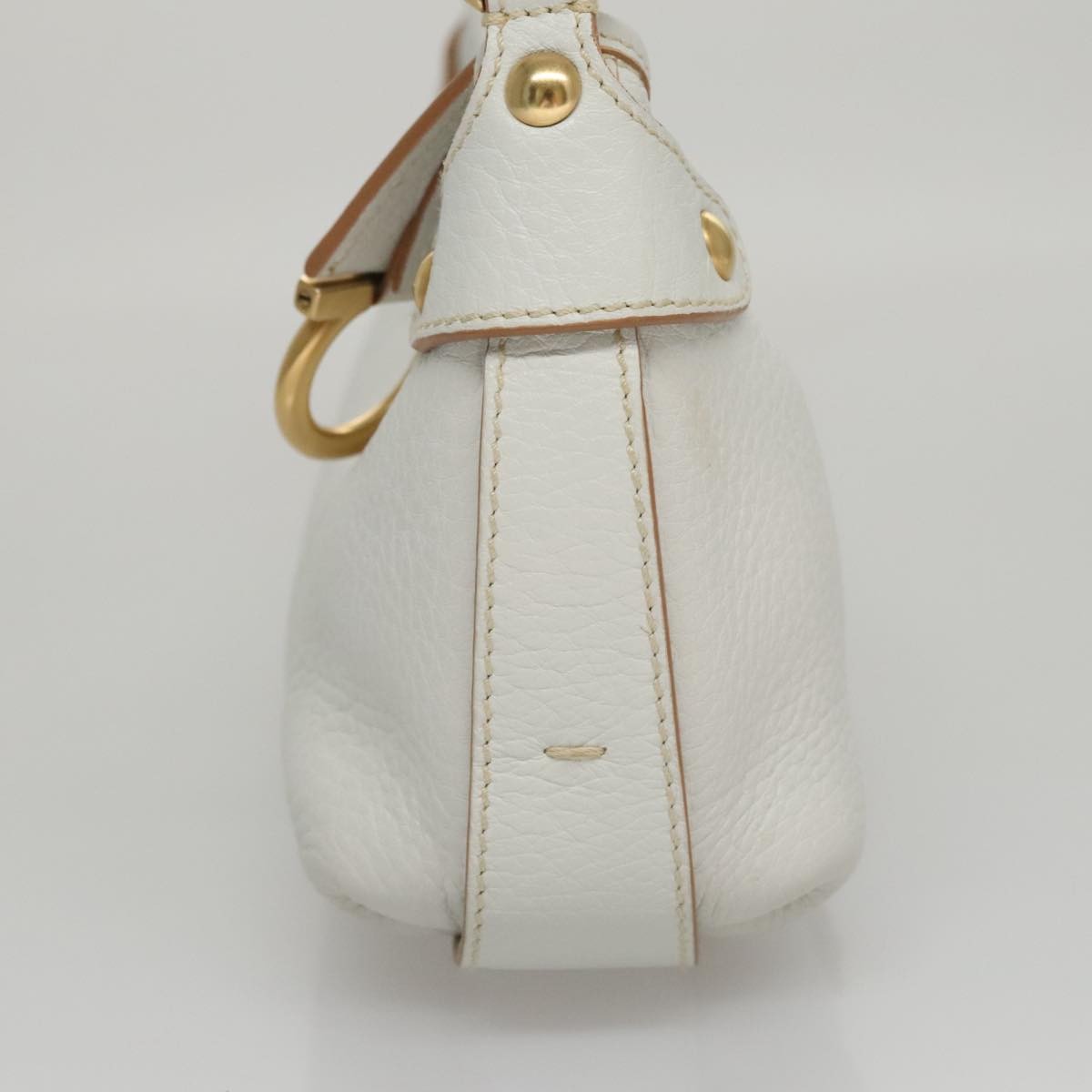 Salvatore Ferragamo Gancini Shoulder Bag Leather, WHITE, LEATHER, Shoulder bag