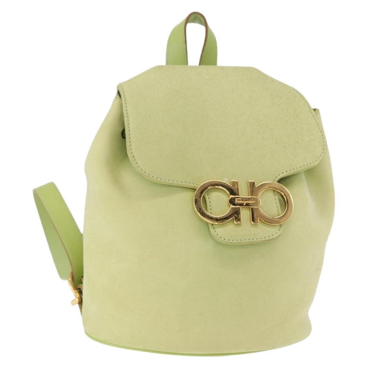 Salvatore Ferragamo Gancini Backpack Suede, GREEN, SUEDE, Backpack