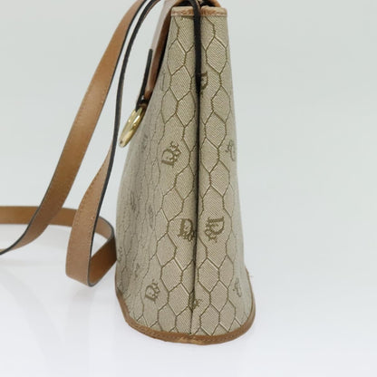 Christian Dior Vintage Honeycomb Shoulder Bag Canvas and Leather, BEIGE, CANVAS, Shoulder bag