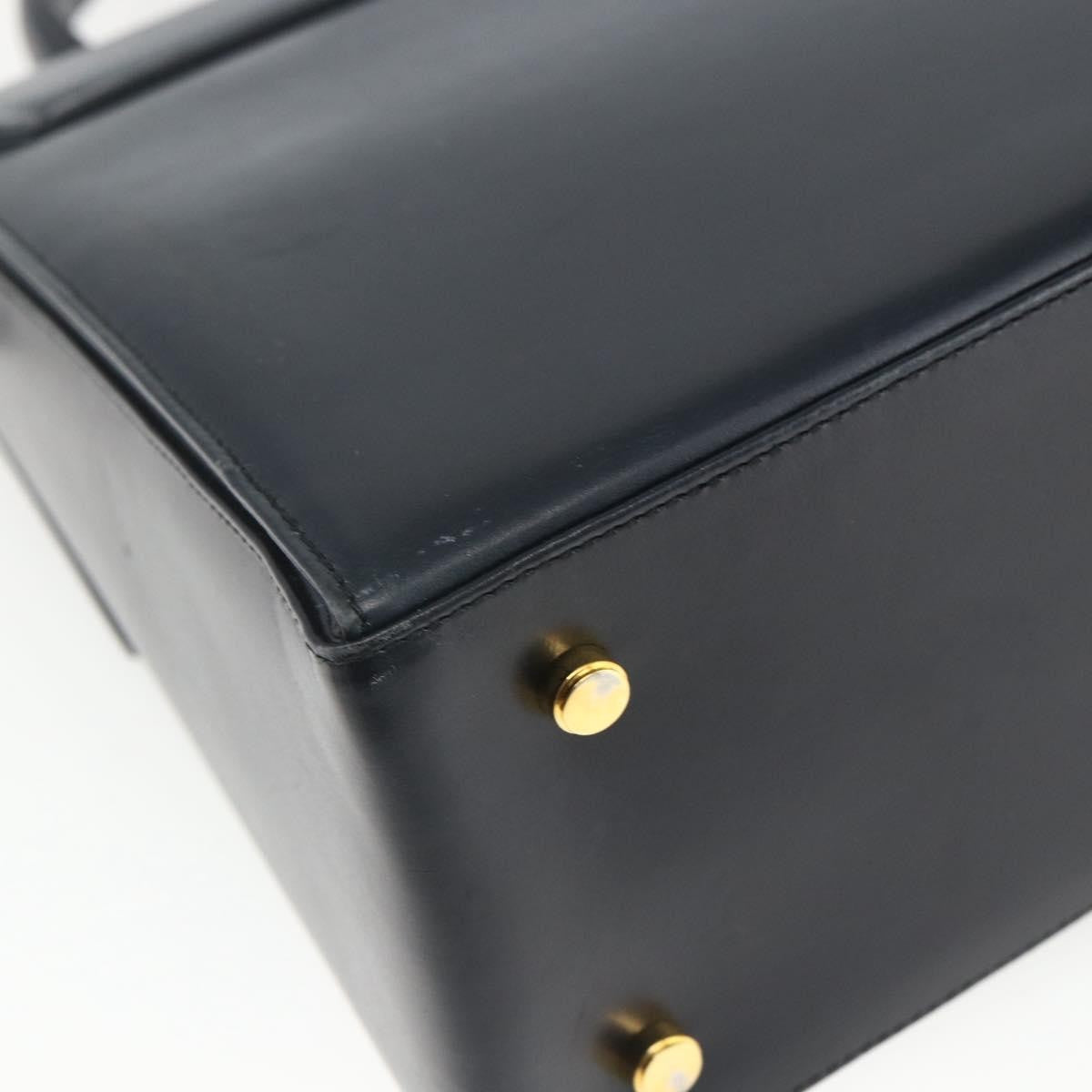 Salvatore Ferragamo Gancini Convertible Top Handle Bag Leather, NAVY, LEATHER, Handbag