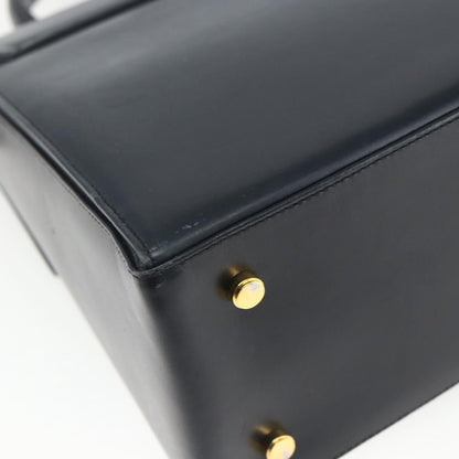 Salvatore Ferragamo Gancini Convertible Top Handle Bag Leather, NAVY, LEATHER, Handbag