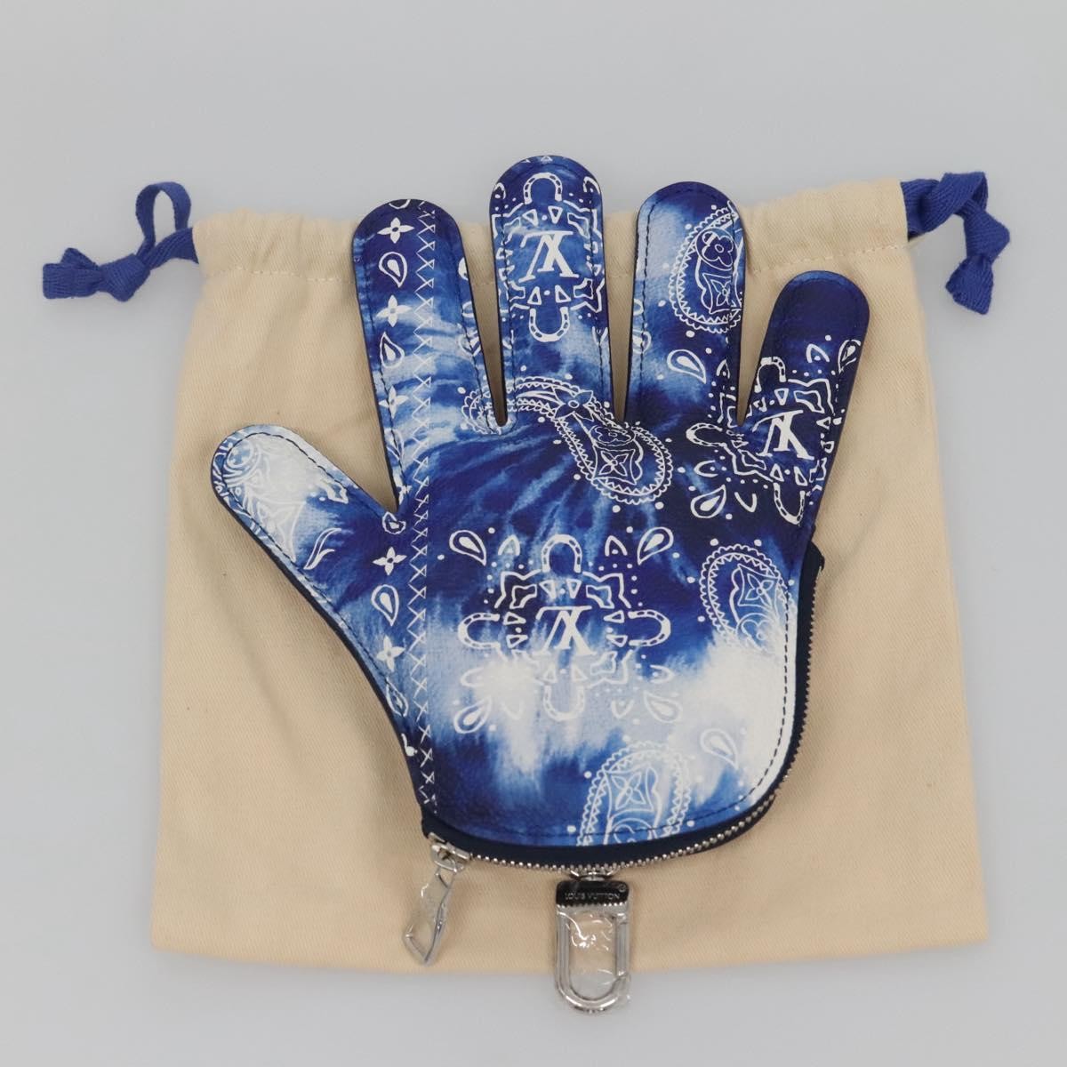 Louis Vuitton Key Pouch Bandana Monogram, BLUE, CANVAS, Wallets