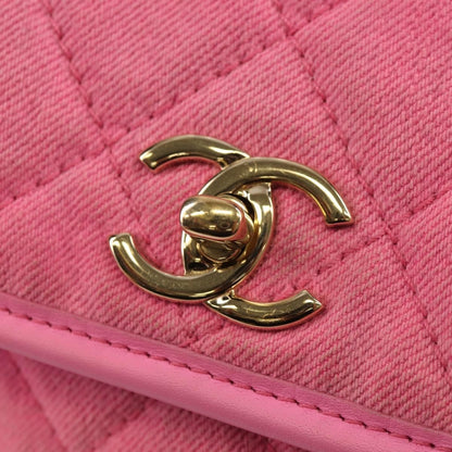 Chanel Flap Messenger Bag Quilted Denim, PINK, CANVAS, Shoulder bag
