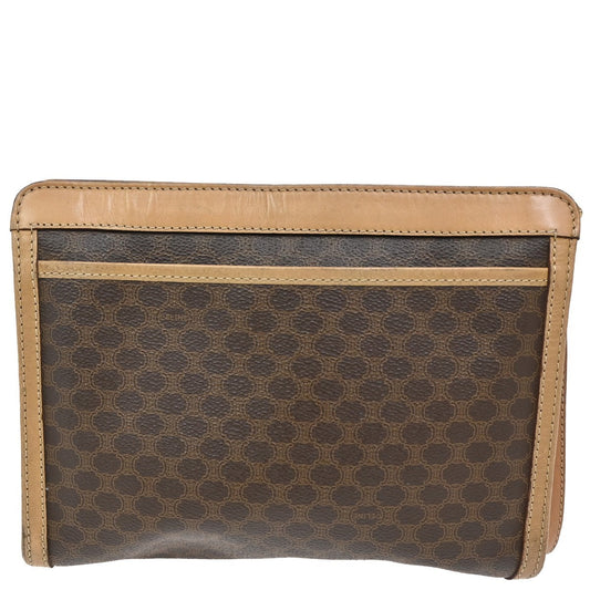 Celine Macadam Pochette Canvas and Leather, Brown, Canvas, Clutch