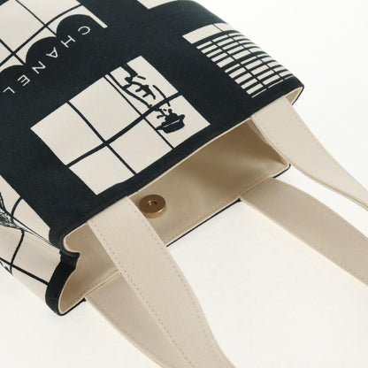 Chanel Coco Window Tote Printed Canvas, BLACK, CANVAS, Tote bag