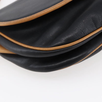 Celine Flap Shoulder Bag Leather, BLACK, LEATHER, Shoulder bag