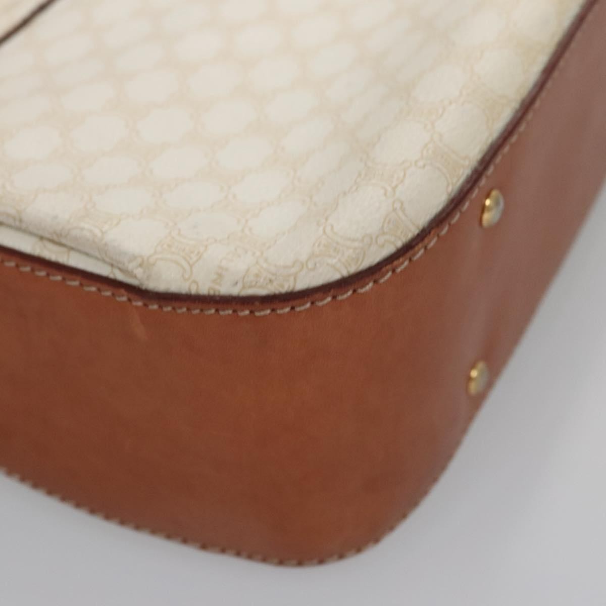 Celine Vintage Convertible Top Handle Bag Macadam Coated Canvas, WHITE, CANVAS, Handbag