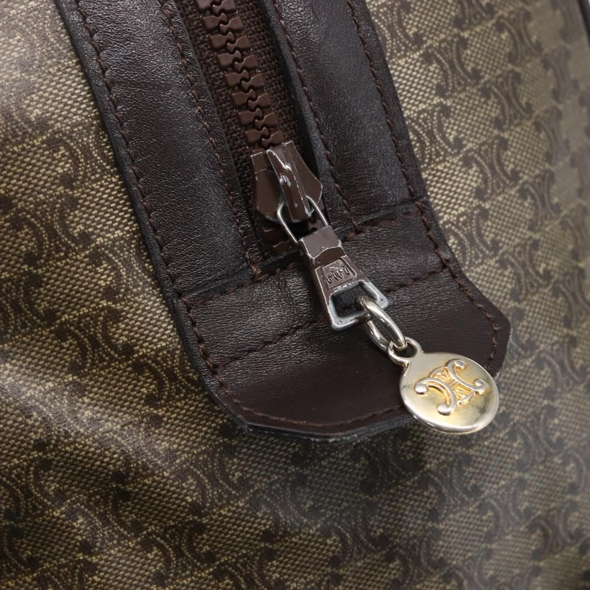 Celine Vintage Duffle Bag Macadam Coated Canvas, BEIGE, CANVAS, Handbag