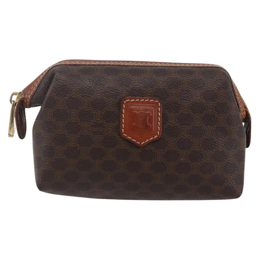 Celine Macadam Pochette Canvas and Leather, BROWN, CANVAS, Clutche & pouche